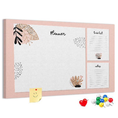 Kurkbord stijlvolle planner met bloemenaccenten