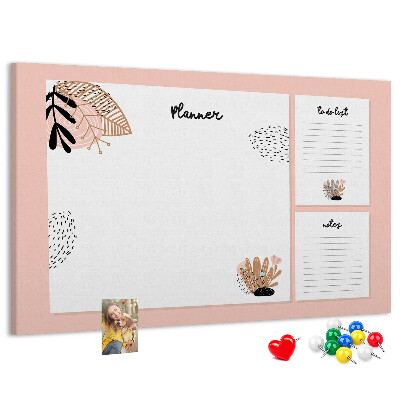 Kurkbord stijlvolle planner met bloemenaccenten