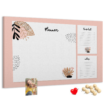 Kurkbord stijlvolle planner met bloemenaccenten