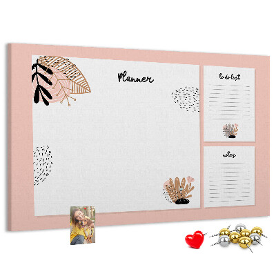 Kurkbord stijlvolle planner met bloemenaccenten