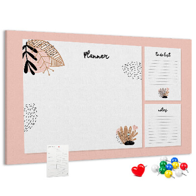 Kurkbord stijlvolle planner met bloemenaccenten