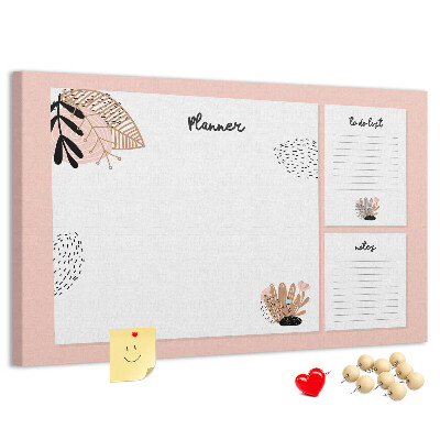 Kurkbord stijlvolle planner met bloemenaccenten