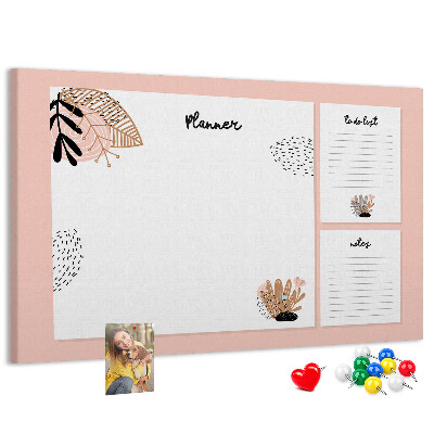 Kurkbord stijlvolle planner met bloemenaccenten