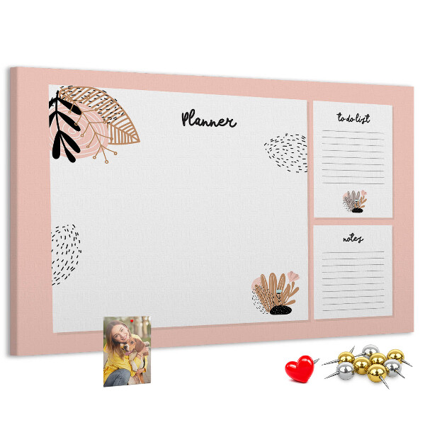 Kurkbord stijlvolle planner met bloemenaccenten