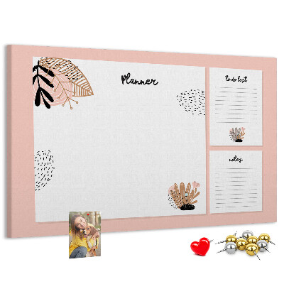 Kurkbord stijlvolle planner met bloemenaccenten
