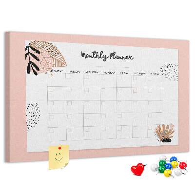 Kurken prikbord stijlvolle maandplanner met bloemenaccenten
