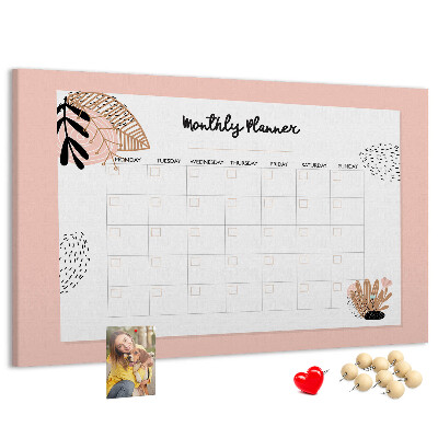 Kurken prikbord stijlvolle maandplanner met bloemenaccenten