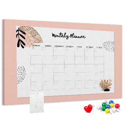 Kurken prikbord stijlvolle maandplanner met bloemenaccenten