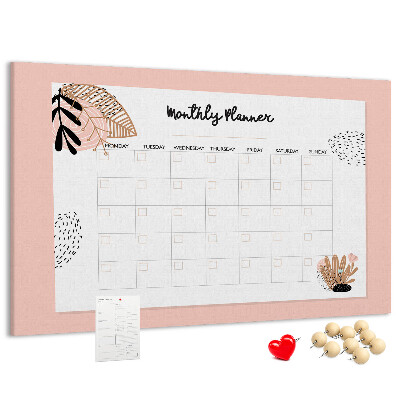 Kurken prikbord stijlvolle maandplanner met bloemenaccenten