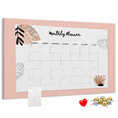 Kurken prikbord stijlvolle maandplanner met bloemenaccenten