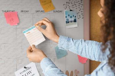 Kurken prikbord stijlvolle maandplanner met bloemenaccenten