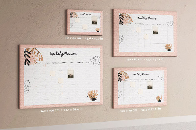 Kurken prikbord stijlvolle maandplanner met bloemenaccenten