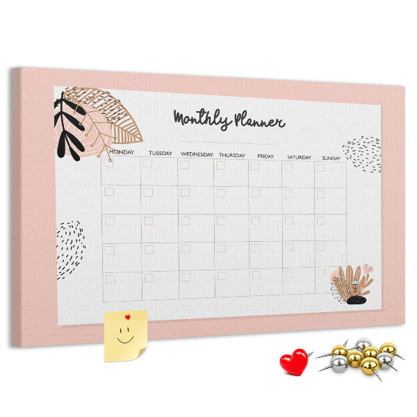 Kurken prikbord stijlvolle maandplanner met bloemenaccenten