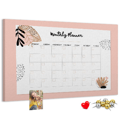 Kurken prikbord stijlvolle maandplanner met bloemenaccenten