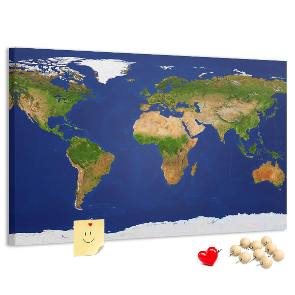 Wereldkaart prikbord met gekleurde spelden