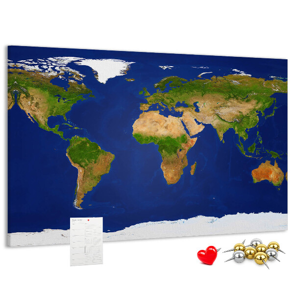 Wereldkaart prikbord met gekleurde spelden