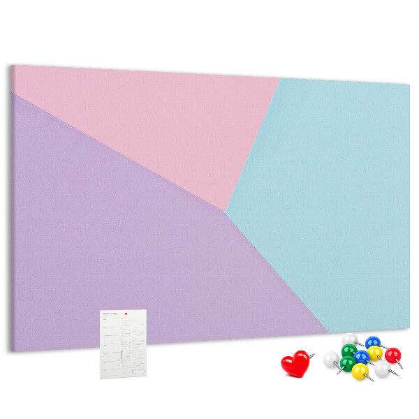 Prikbord met geometrische vormen in pastelkleuren
