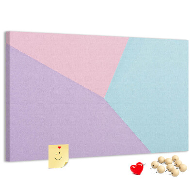 Prikbord met geometrische vormen in pastelkleuren