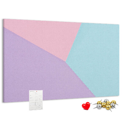 Prikbord met geometrische vormen in pastelkleuren