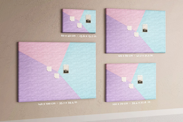 Prikbord met geometrische vormen in pastelkleuren