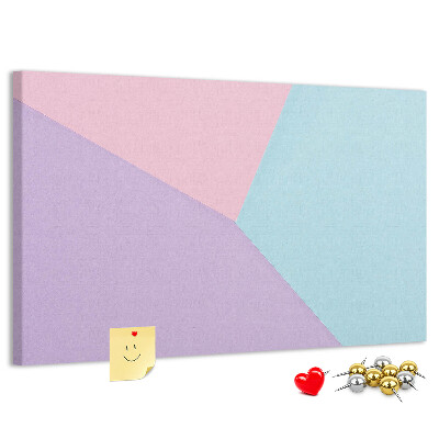 Prikbord met geometrische vormen in pastelkleuren