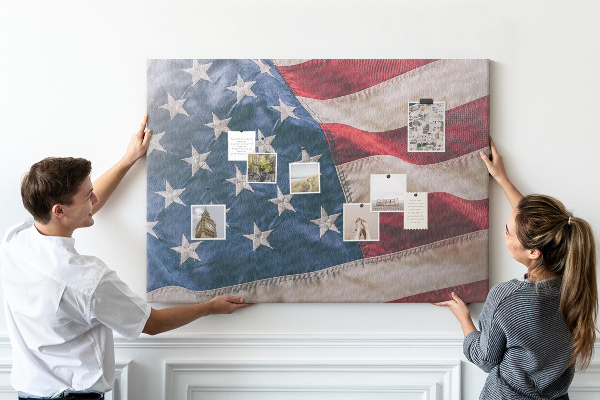 Kurkbord met Amerikaanse vlag en opvallende sterren