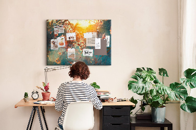 Prikbord bloeiende takken in het ochtendlicht