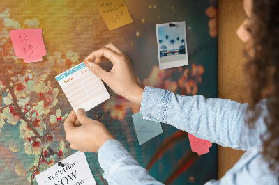 Prikbord bloeiende takken in het ochtendlicht