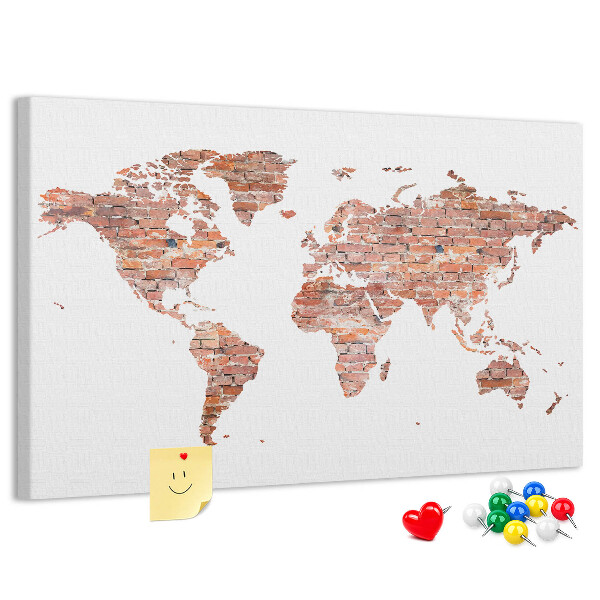 wereldkaart in baksteenstijl