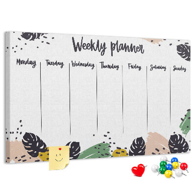Prikbord met tropische bladeren weekplanner