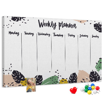 Prikbord met tropische bladeren weekplanner