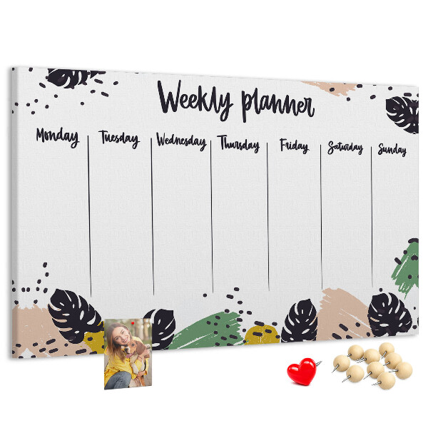 Prikbord met tropische bladeren weekplanner