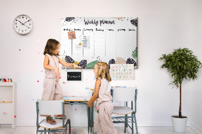 Prikbord met tropische bladeren weekplanner