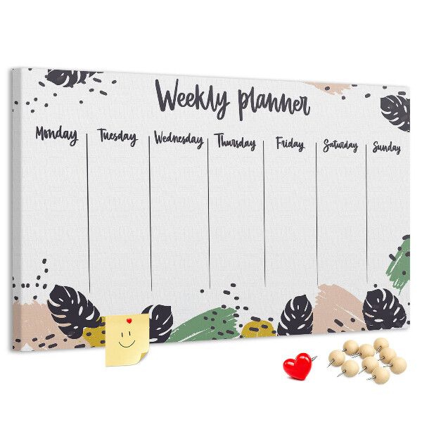 Prikbord met tropische bladeren weekplanner