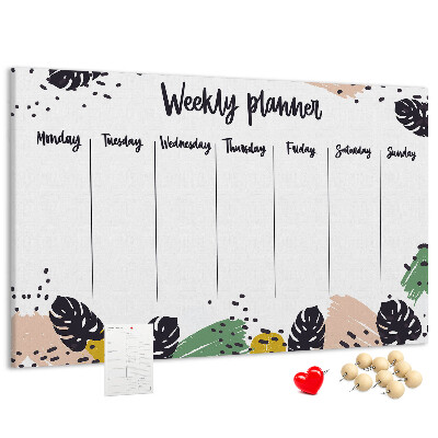 Prikbord met tropische bladeren weekplanner