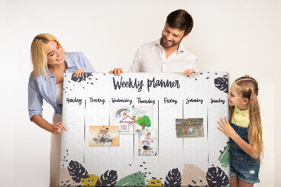 Prikbord met tropische bladeren weekplanner