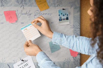 Kurk prikbord met een subtiel patroon voor een winterweekplanning