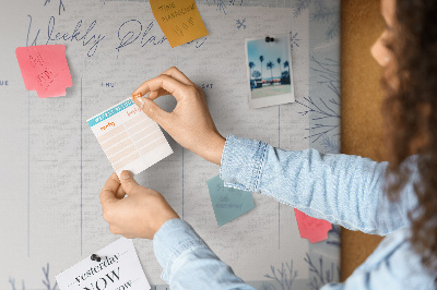 Kurk prikbord met een subtiel patroon voor een winterweekplanning