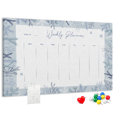 Kurk prikbord met een subtiel patroon voor een winterweekplanning