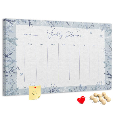 Kurk prikbord met een subtiel patroon voor een winterweekplanning
