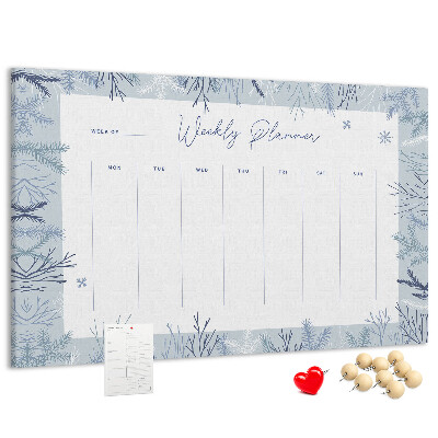 Kurk prikbord met een subtiel patroon voor een winterweekplanning