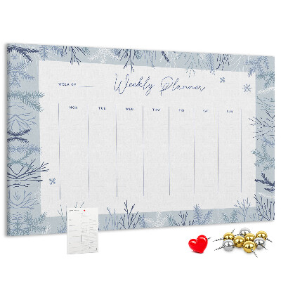 Kurk prikbord met een subtiel patroon voor een winterweekplanning