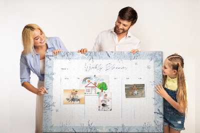 Kurk prikbord met een subtiel patroon voor een winterweekplanning