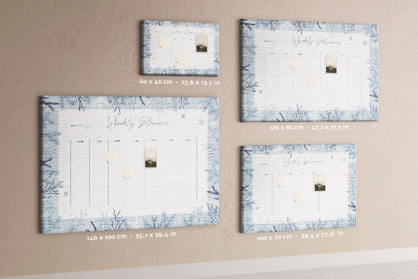 Kurk prikbord met een subtiel patroon voor een winterweekplanning