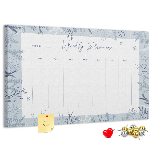 Kurk prikbord met een subtiel patroon voor een winterweekplanning