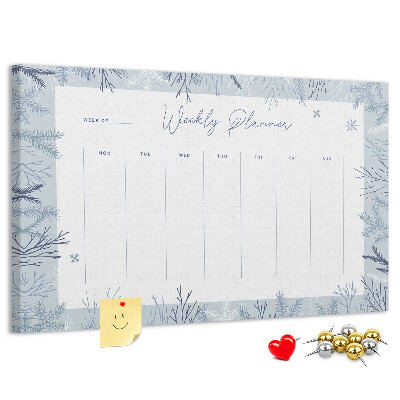 Kurk prikbord met een subtiel patroon voor een winterweekplanning