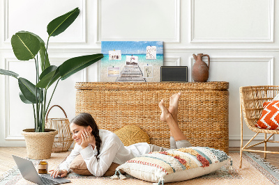 Prikbord met een rustige pier in een tropisch paradijs