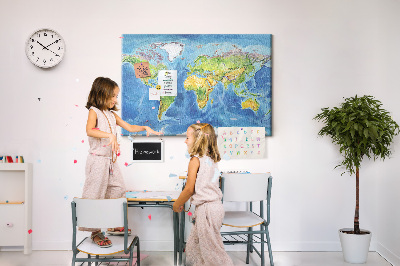 Kurkbord wereldkaart in pastelkleuren
