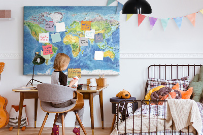Kurkbord wereldkaart in pastelkleuren