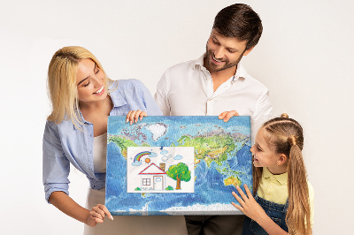 Kurkbord wereldkaart in pastelkleuren